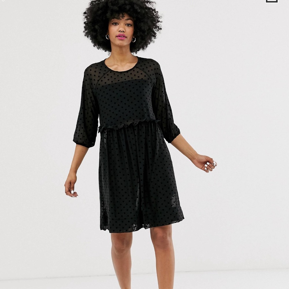 ASOS MONKI DOT MESH MINI SMOCK XL